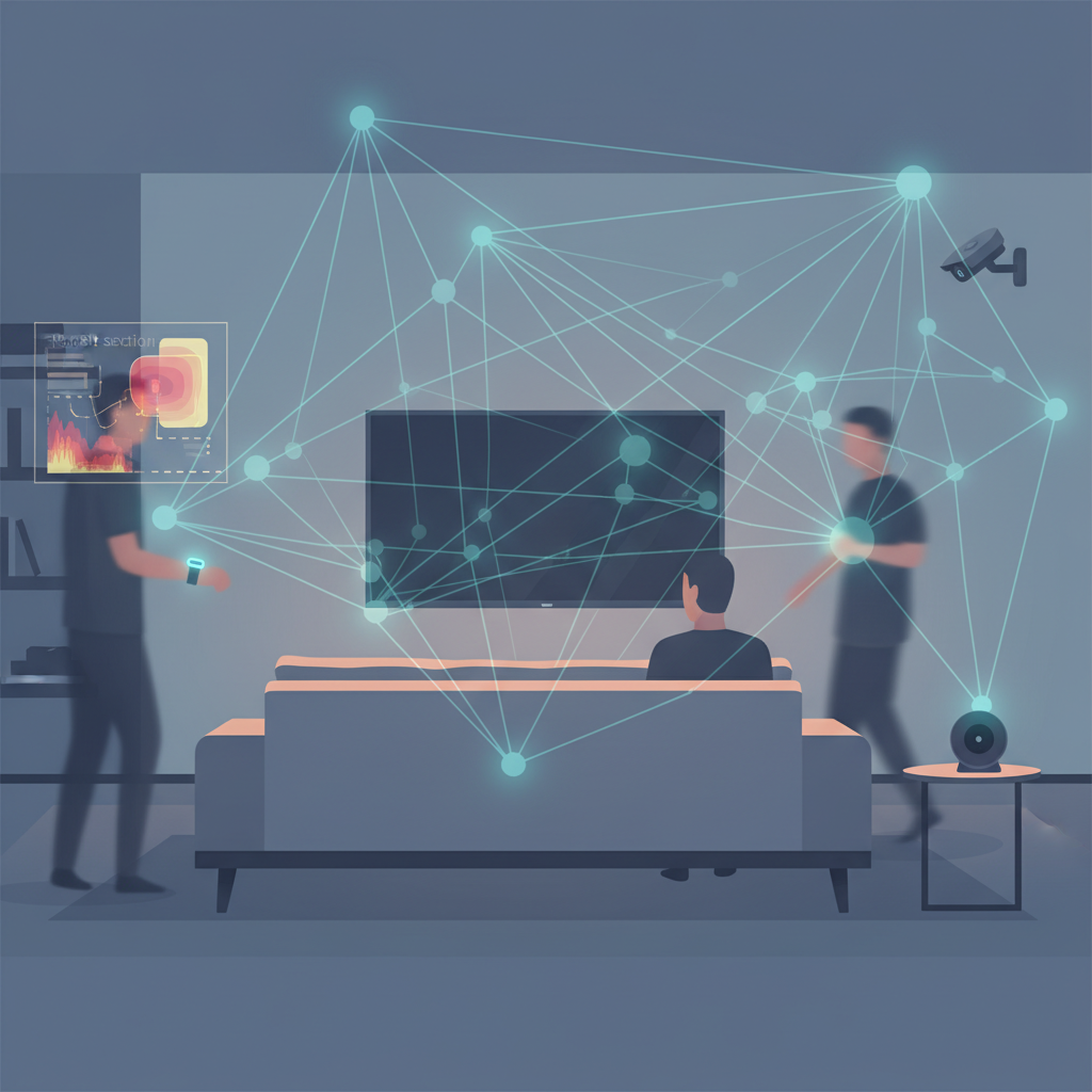 A stylized human silhouette partially obscured by digital data streams, representing the loss of personal privacy in the digital age.