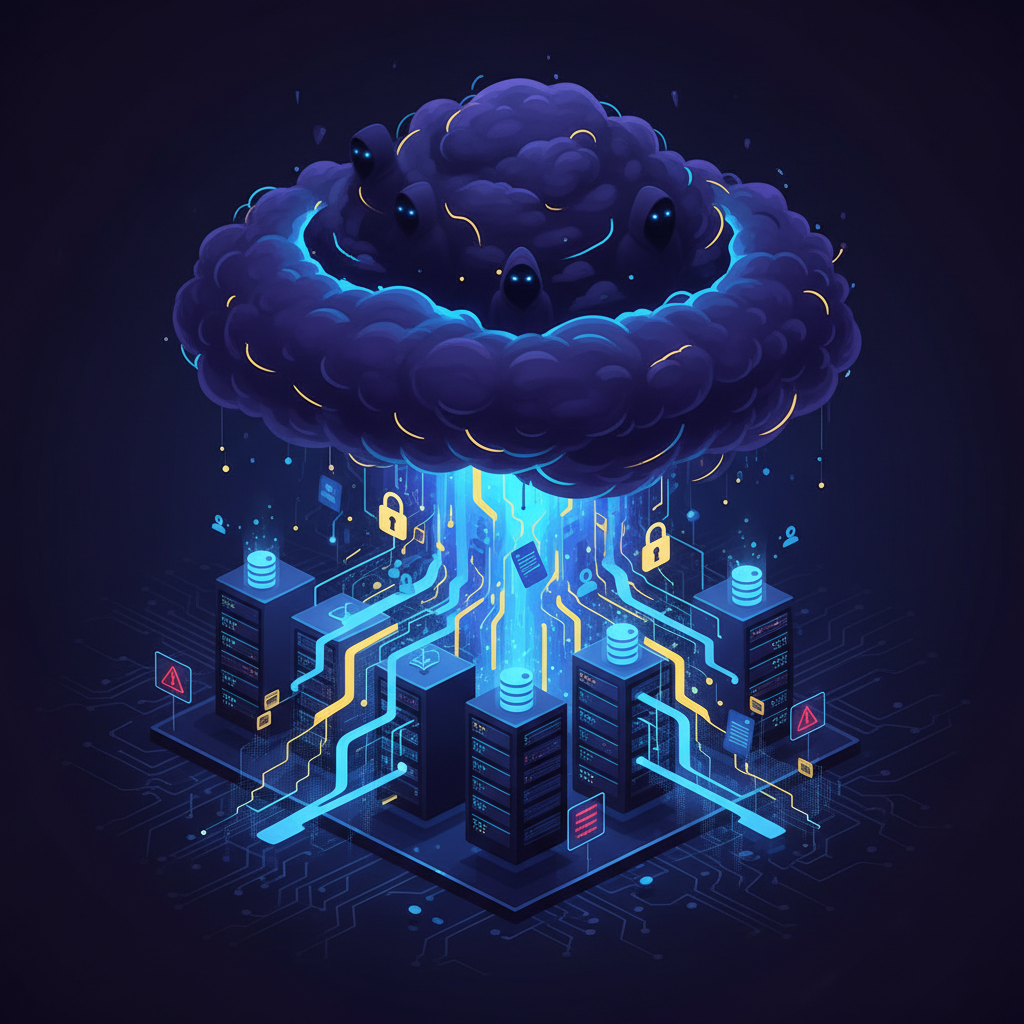 Abstract representation of data flow, with interconnected nodes and lines, suggesting the vast network of data collection and sharing.