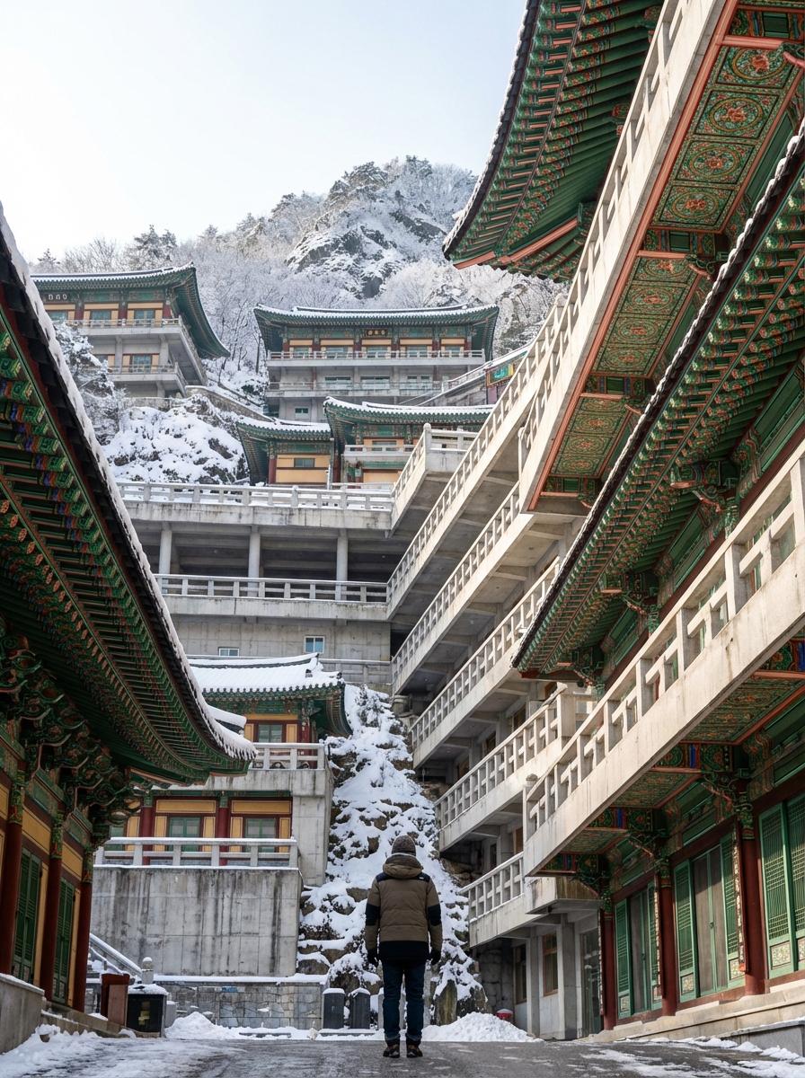 Image 3: 구인사의 현대적인 전각들과 단청