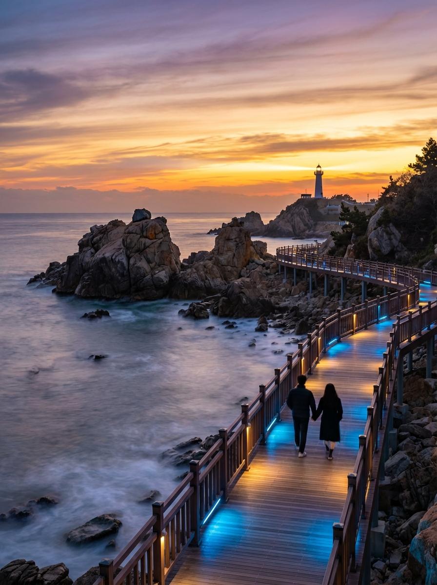 오션로드 및 방파제 전경