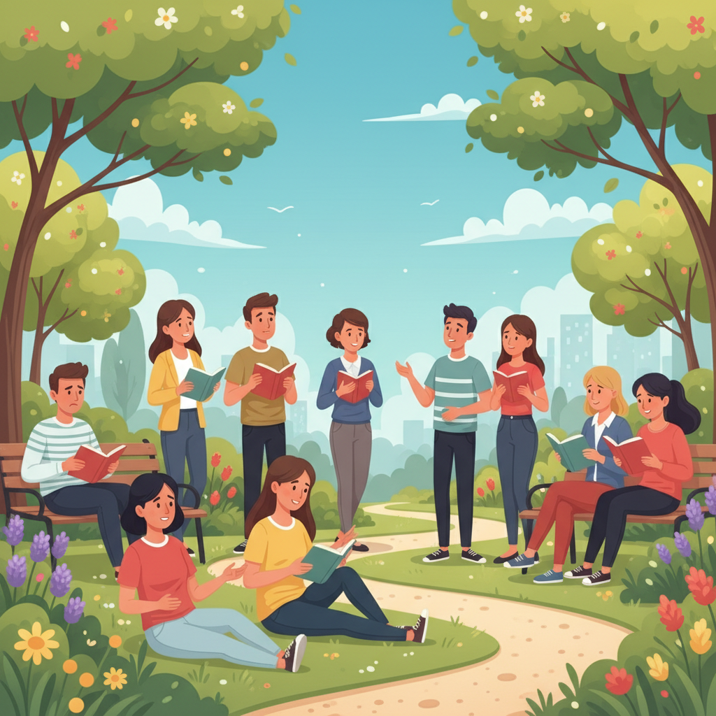 Digital detox illustration showing a person disconnecting from digital devices and engaging with nature.