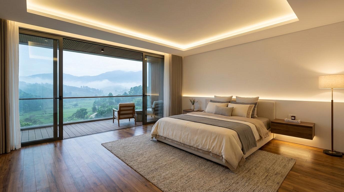Phòng ngủ Master view đồi