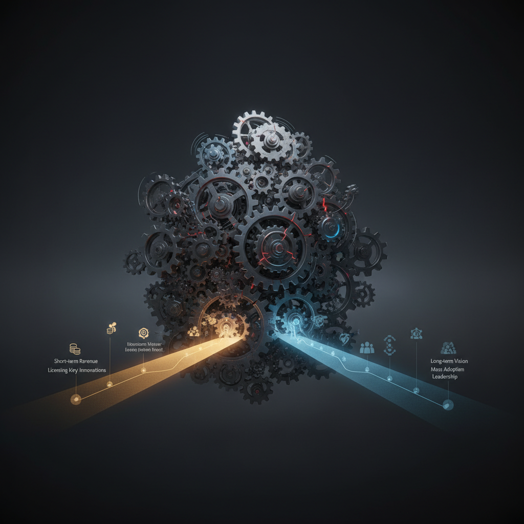 A modern graphic representing cloud computing and interconnected data, symbolizing IBMs current focus on hybrid cloud and AI.