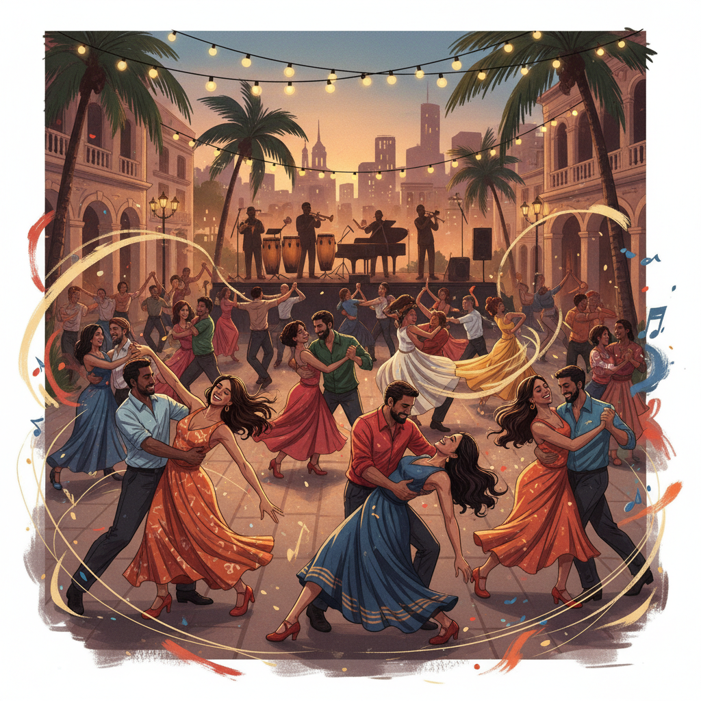 躍動感あふれるサルサダンサーのイメージ