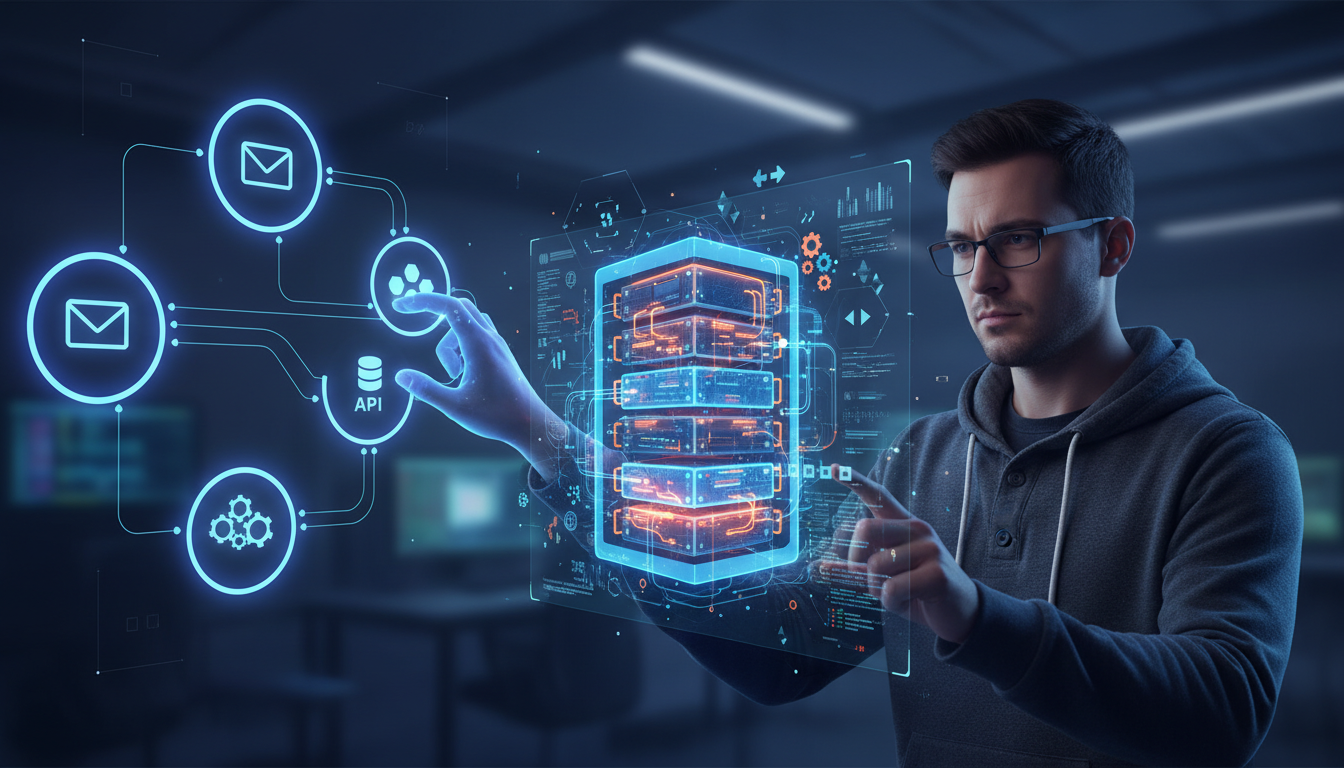 N8N logo and visual representation of interconnected nodes in a workflow