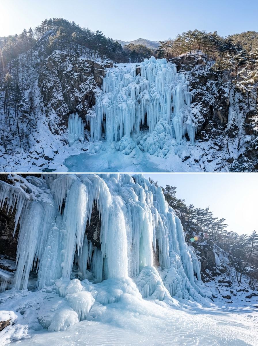 구곡폭포 50m 빙벽 전경 이미지