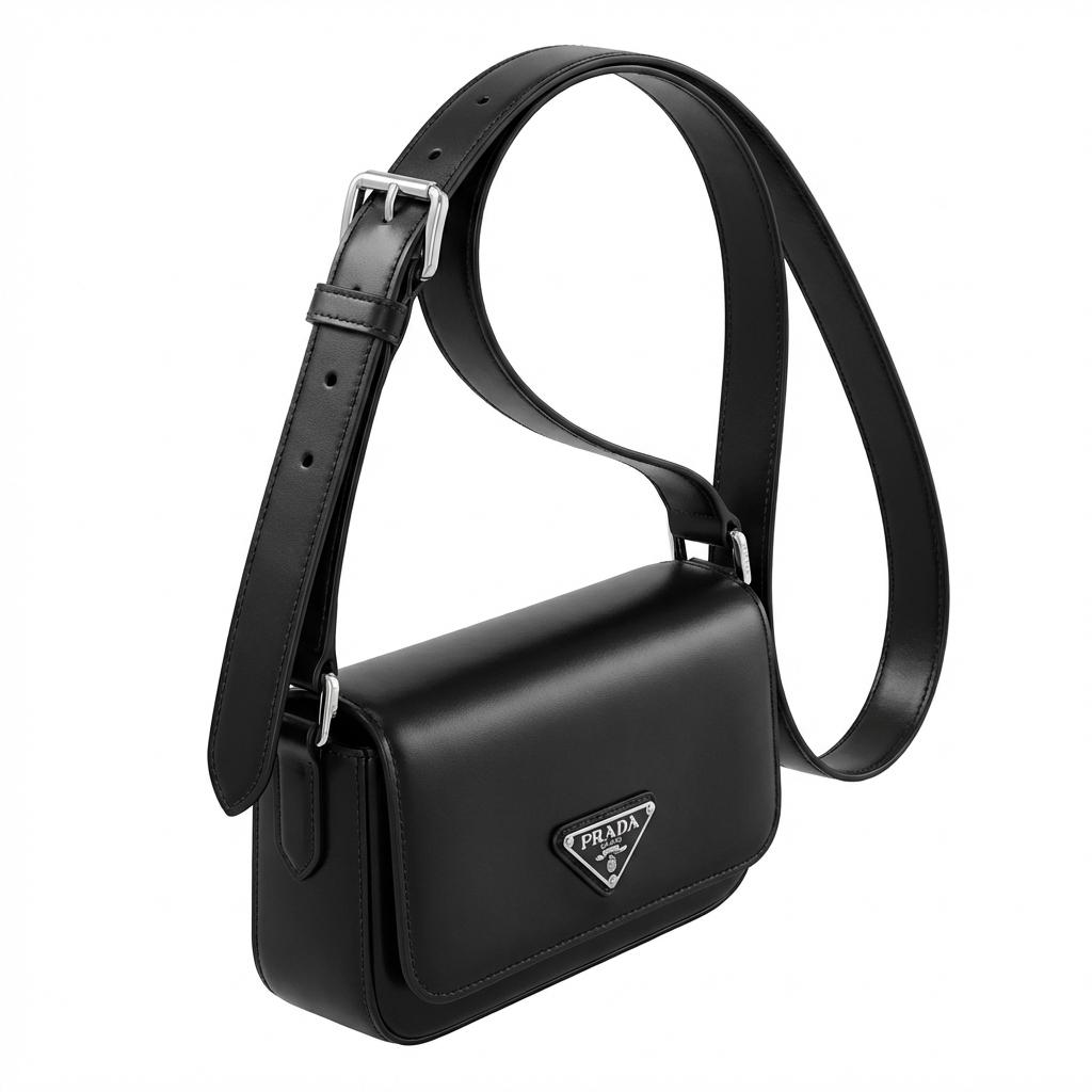 정교한 가죽 스트랩과 버클이 강조된 트렌디한 남성용 프라다 브리크 숄더백