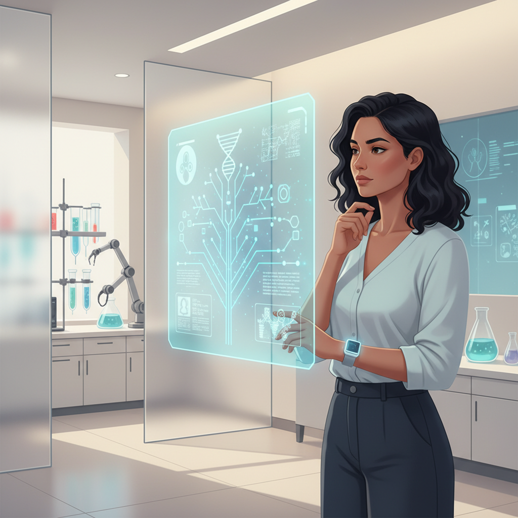 AI interface displaying medical data, depicting personalized healthcare and diagnostics.