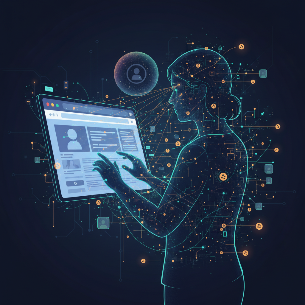 A magnifying glass hovering over a series of digital code or a circuit board, symbolizing close scrutiny of digital tracking mechanisms.