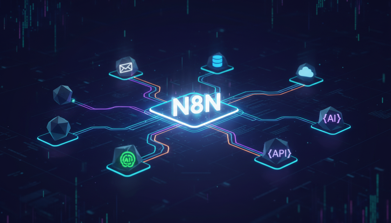 Workflow automation with N8N nodes connecting applications