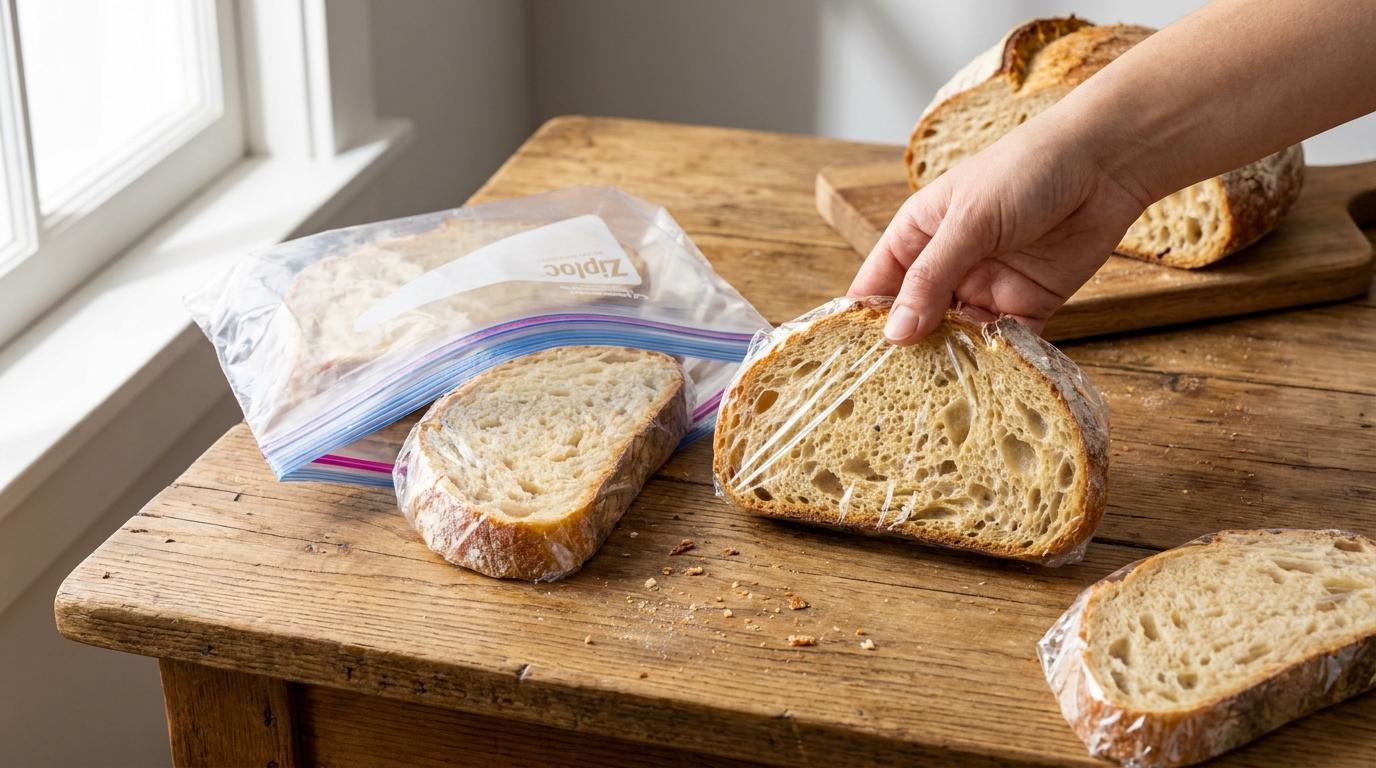 Professional shot of artisan bread on a wooden table