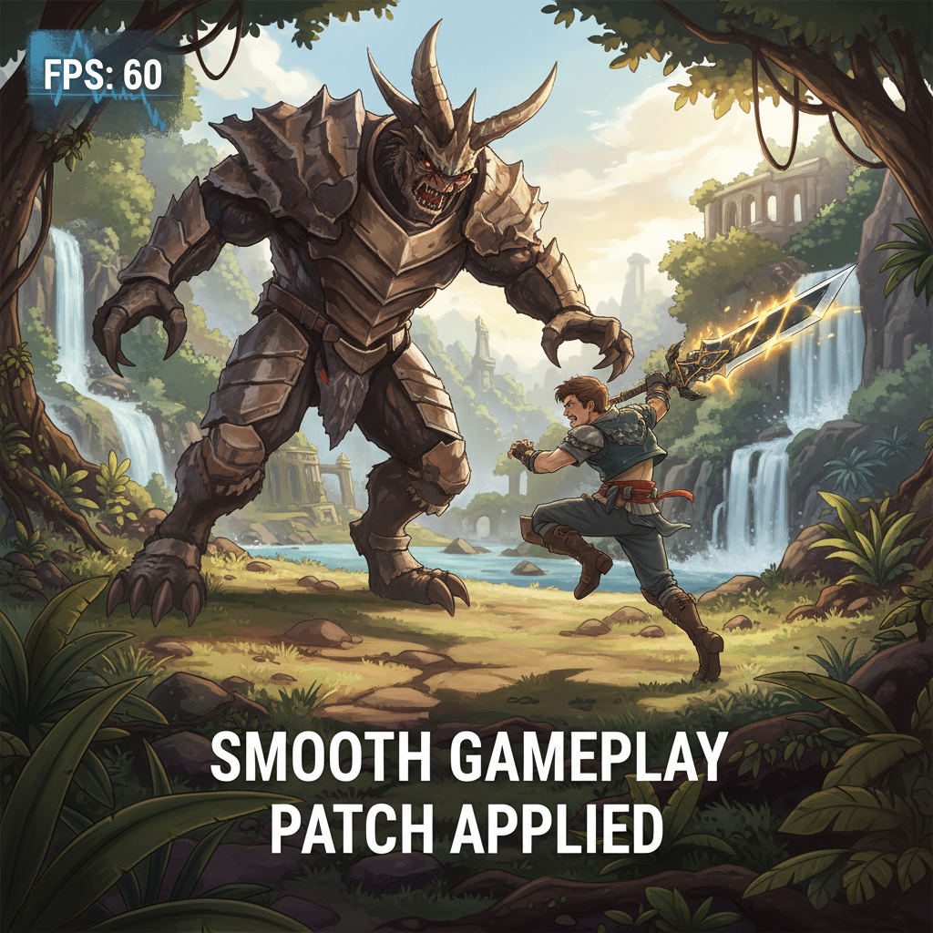 몬스터와의 역동적인 전투 장면