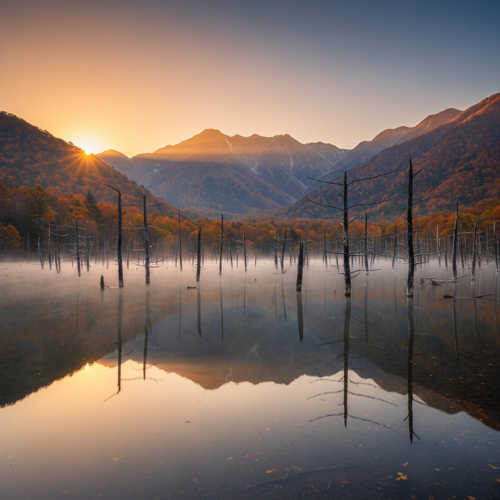 上高地の清流と山々が織りなす風景