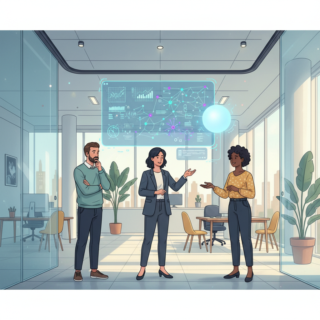 A split image showing AI in education (interactive learning) and entertainment (virtual reality).