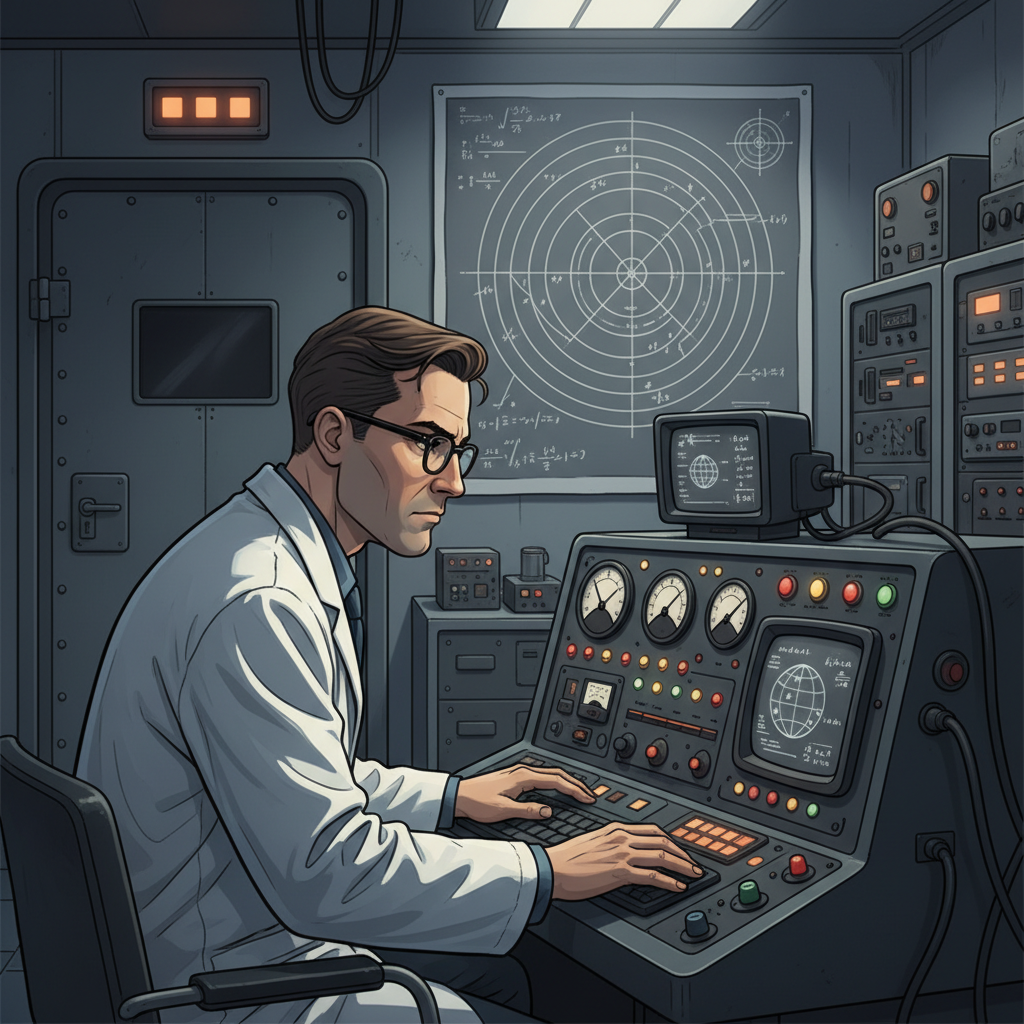 A modern depiction of AI, robotics, and digital networks, showing military influence