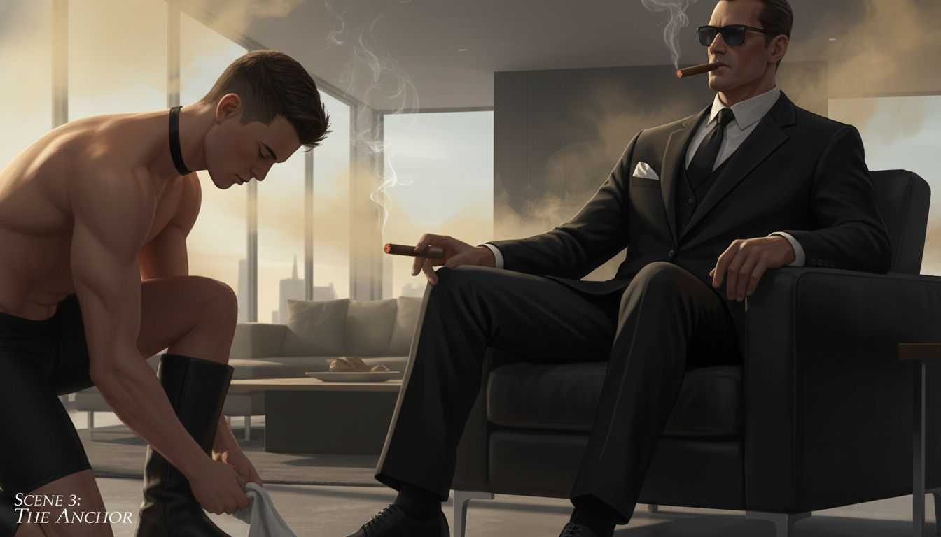 The Anchor collared bun-E bows at Master's leather boots polishing